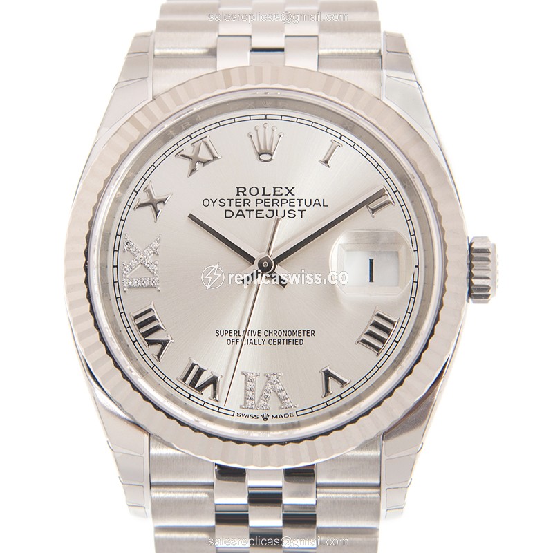 Rolex DATEJUST Replica - 18kt White Gold | Steel Case | Silver Dial | Steel Clasp & Strap