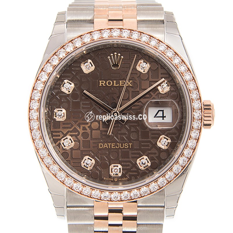 Rolex Datejust Replica - Automatic - 18kt Rose Magic - Diamond - Brown - Gold Steel Clasp - Luxury Replica DATEJUST Watch