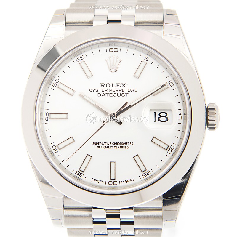 Rolex DATEJUST Replica - Automatic - Steel Case, White Dial, Silver Clasp