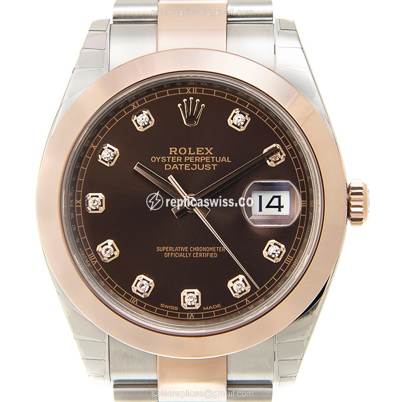 Rolex Datejust Replica - Automatic - 18kt Rose Gold & Steel Case - Pink Dial, Gold Clasp & Strap