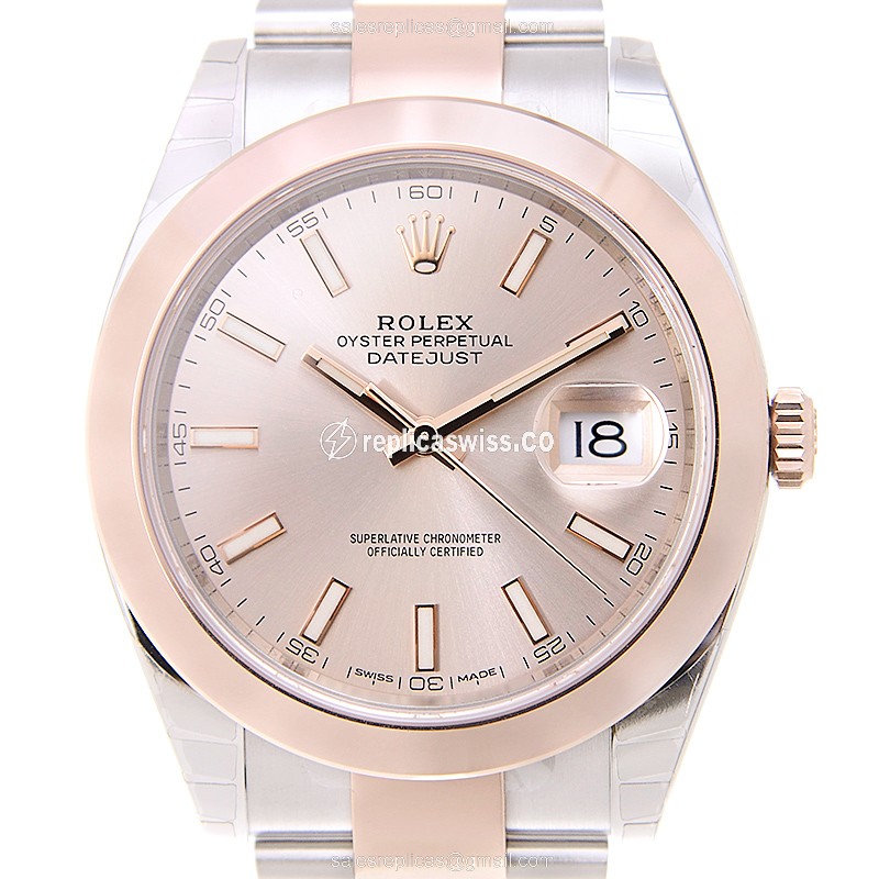 Rolex Datejust Replica - Automatic - Pink Dial - 18kt Gold & Steel - 40mm