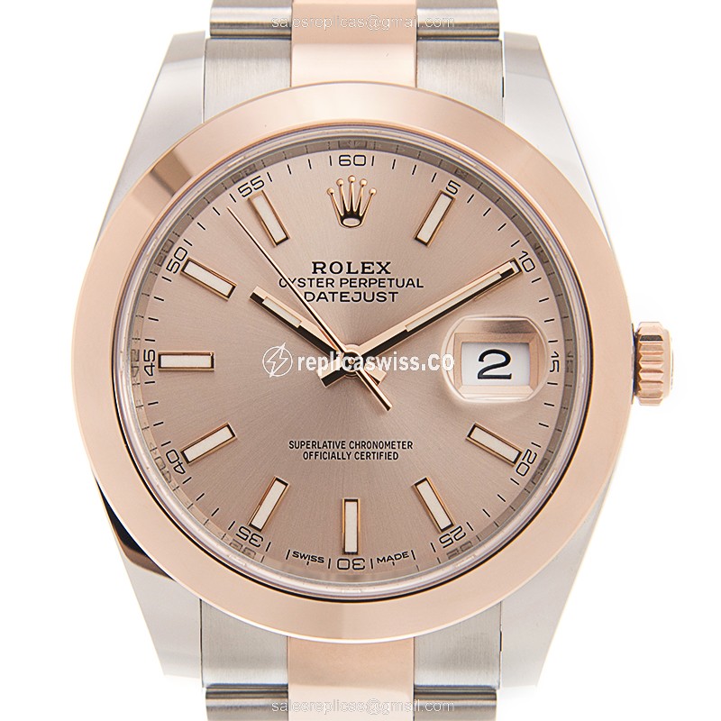 Rolex Datejust Replica - Automatic - 18kt Rose & Steel - Brown Dial - Gold Clasp