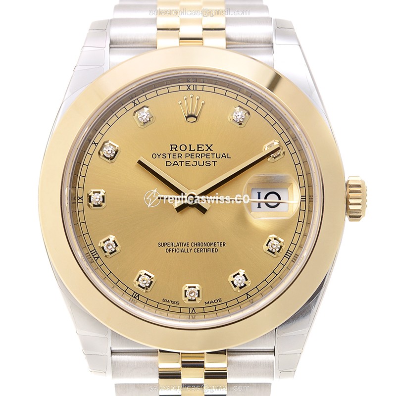 Rolex Datejust Replica - Automatic - 18kt Gold Case, Gold Dial & Clasp