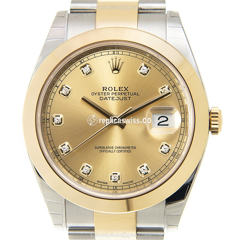 Rolex Datejust Replica - Automatic - Gold on Steel - 18kt Case, Gold Clasp