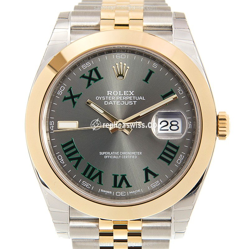 Rolex DATEJUST Replica - Automatic - 18kt Gold & Steel - Gray Dial