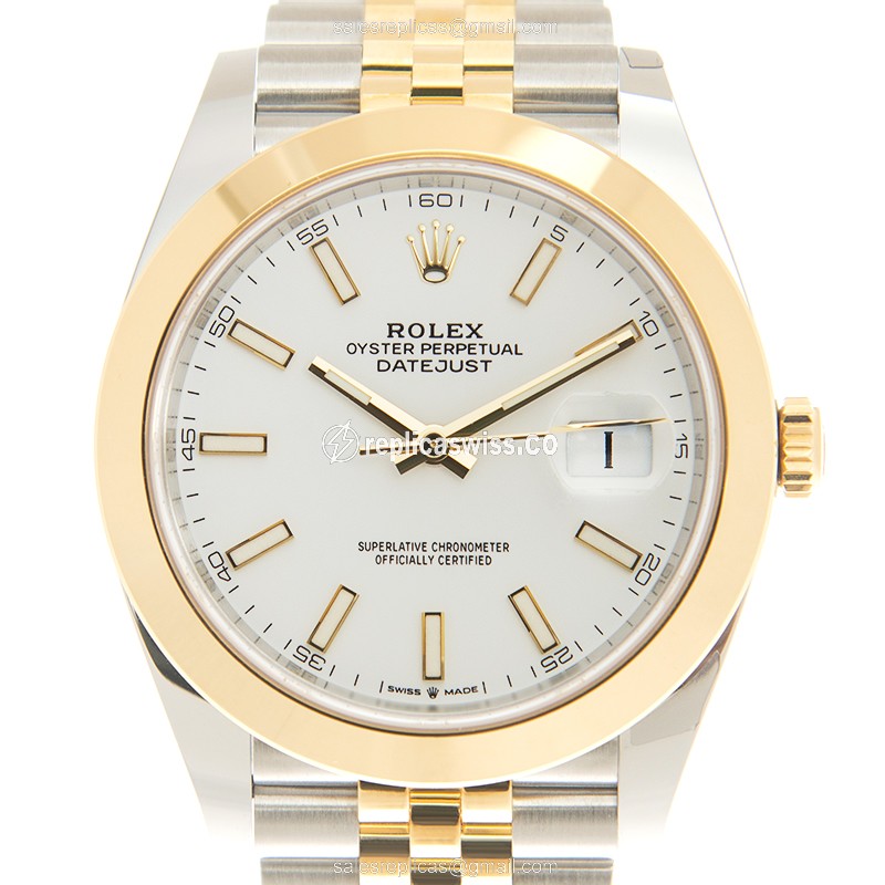 Rolex DATEJUST Replica - Automatic - 18kt Gold & Steel - White Dial