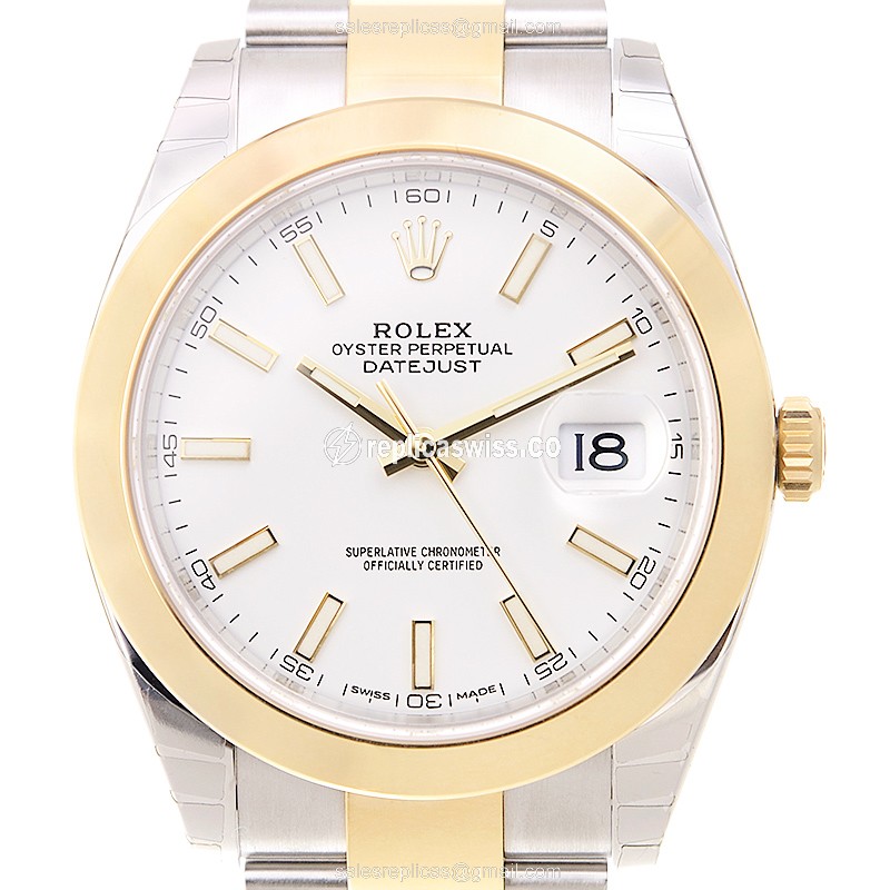 Rolex Datejust Replica - Automatic - 18kt Gold & Steel Case - White Dial