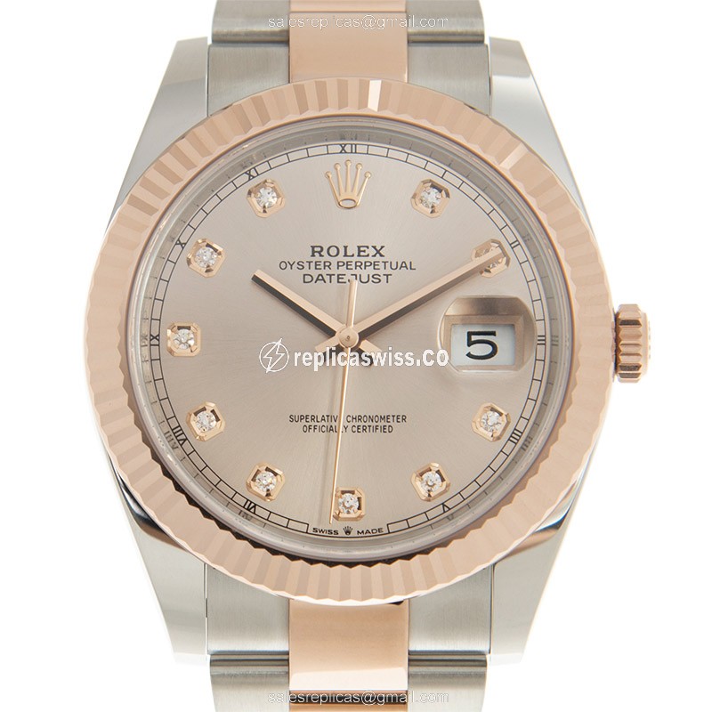 Rolex Datejust Replica - Automatic - 18kt Rose Gold & Steel - Pink Dial