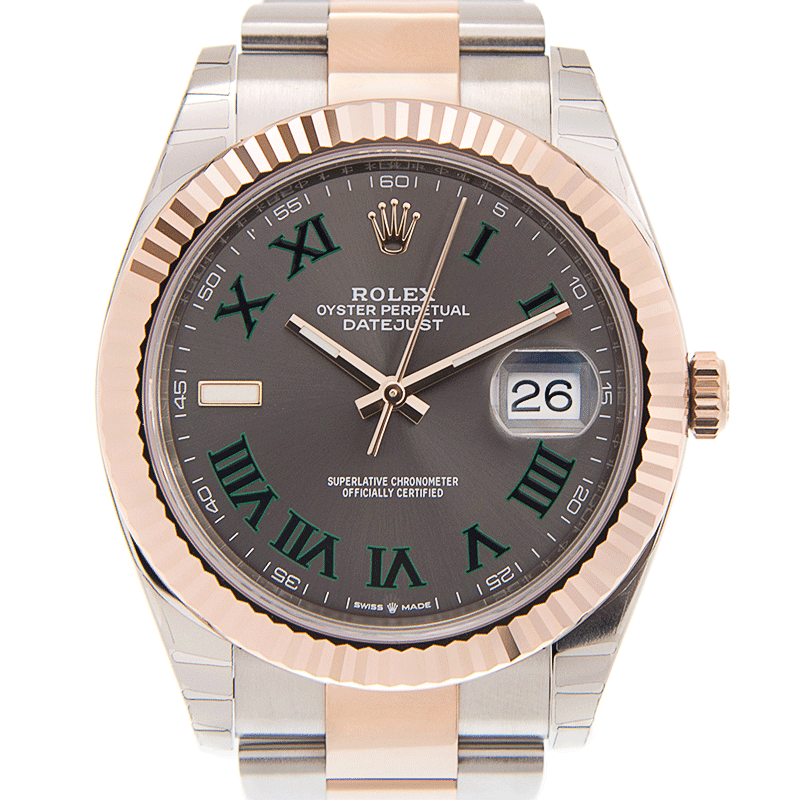 Rolex DATEJUST Replica - 18kt Rose Gold & Steel - Automatic - Dark Grey Dial