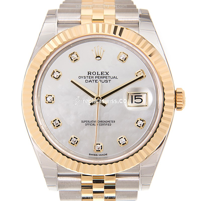 Rolex DATEJUST Replica - Automatic - Steel Case, White Dial, Silver Clasp & Strap