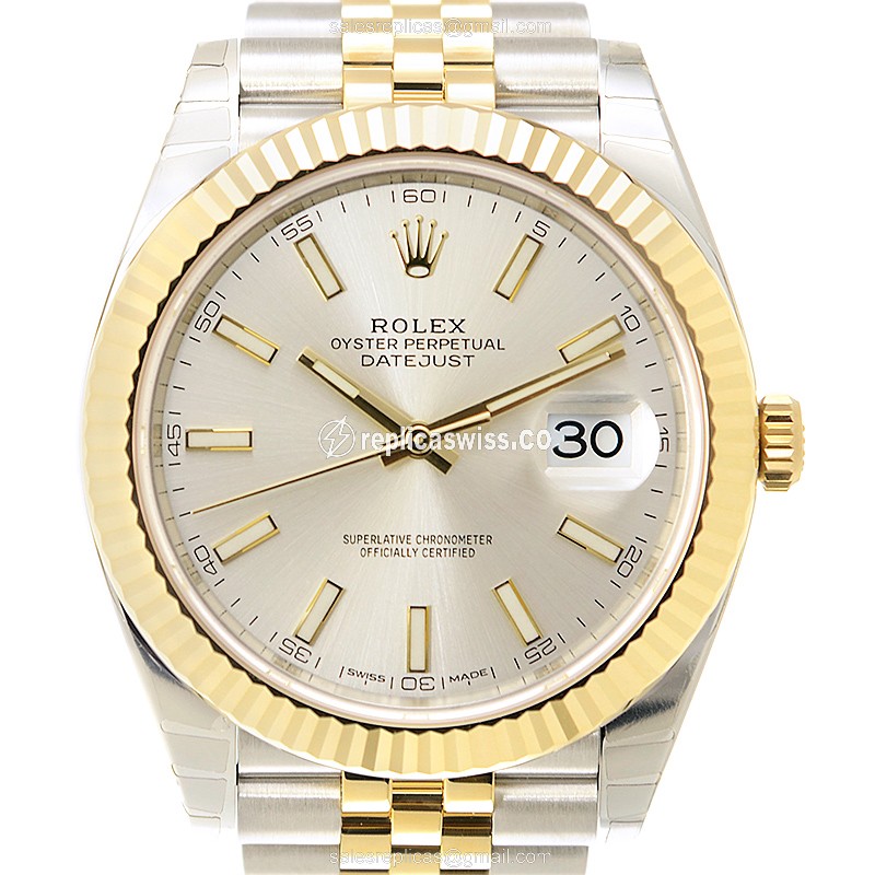 Rolex DATEJUST Replica - 18kt Gold/Steel - Automatic - Silver Dial