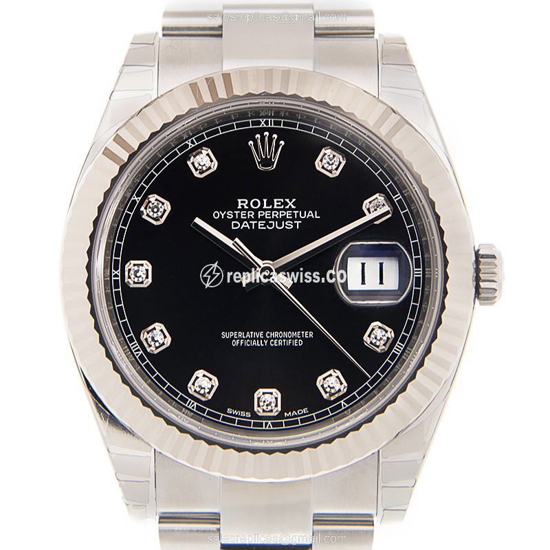 Rolex Datejust Watch Replica - Automatic - Steel - Black - Luxury Replica DATEJUST Watch