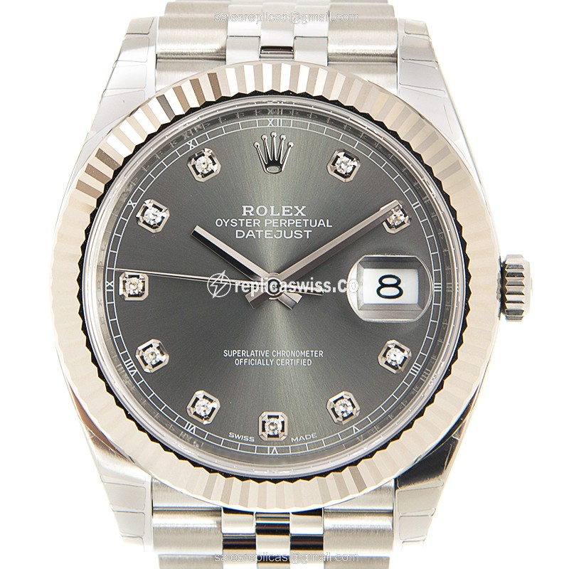 Rolex DATEJUST Replica - Automatic - Stainless Steel - Gray Dial - Silver Clasp - Luxury Replica DATEJUST Watch