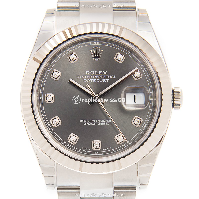 Rolex Datejust Replica | Automatic | 18kt White Gold & Steel | Gray Dial