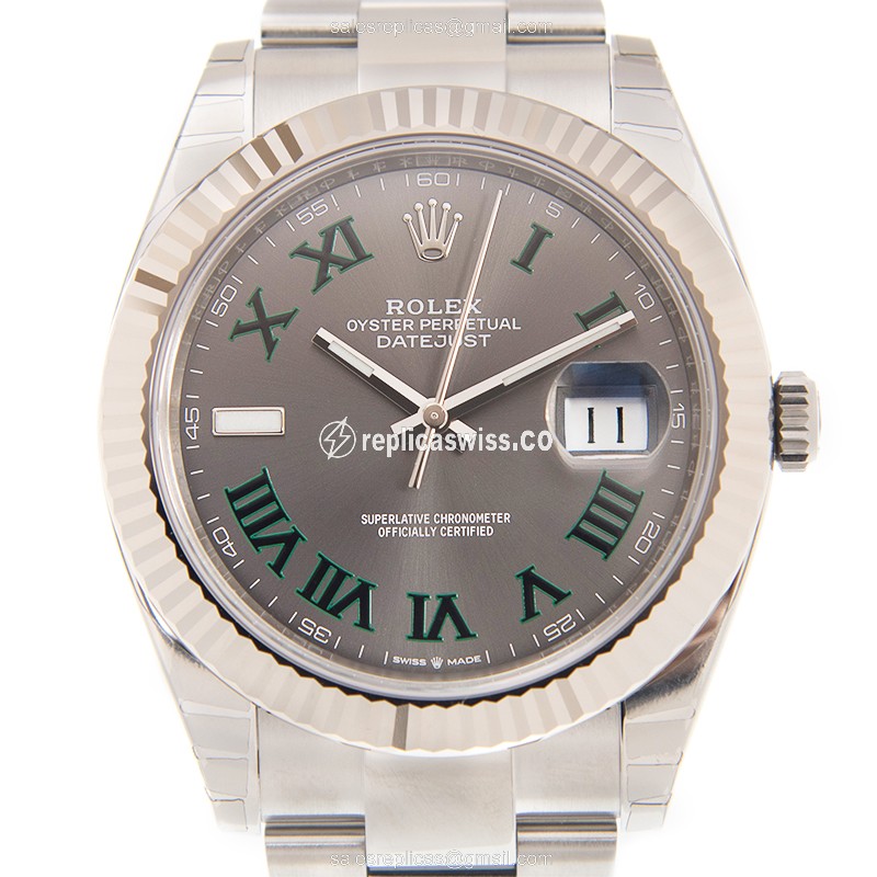 Rolex DATEJUST Replica | Automatic | 18kt White Gold & Steel | Gray Dial