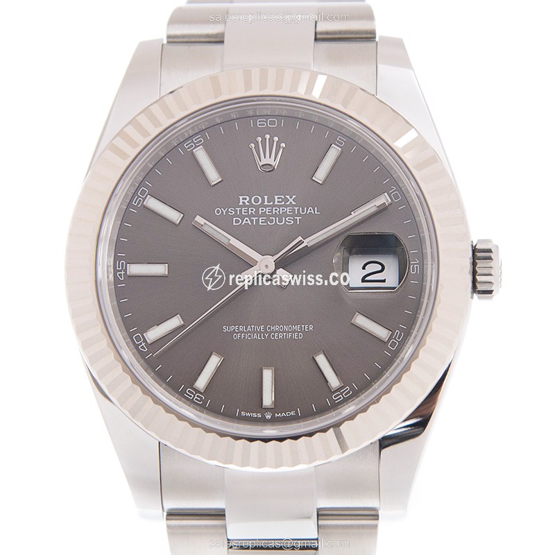 Rolex Datejust Replica - Automatic - 18kt White Gold & Steel - Gray Dial