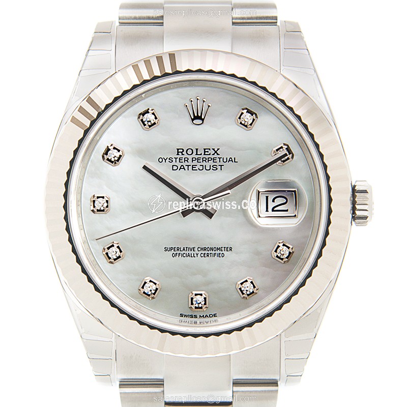 Rolex Datejust Replica - Automatic - White Gold & Steel - White Dial