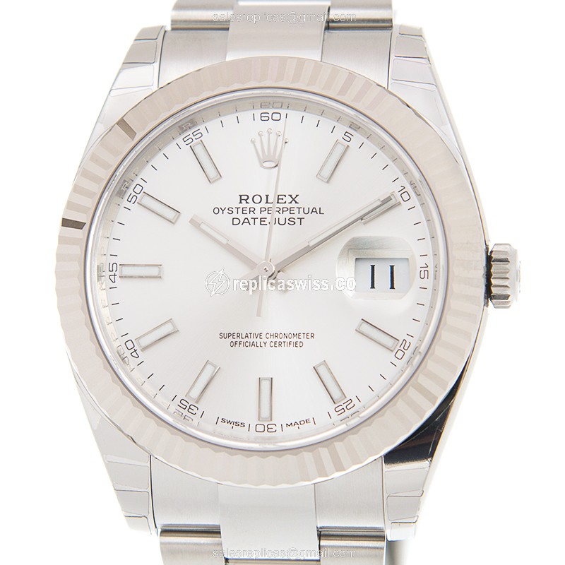 Rolex DATEJUST Replica - Automatic - Stainless Steel - Silver Dial - Steel Bracelet - Luxury Replica DATEJUST Watch