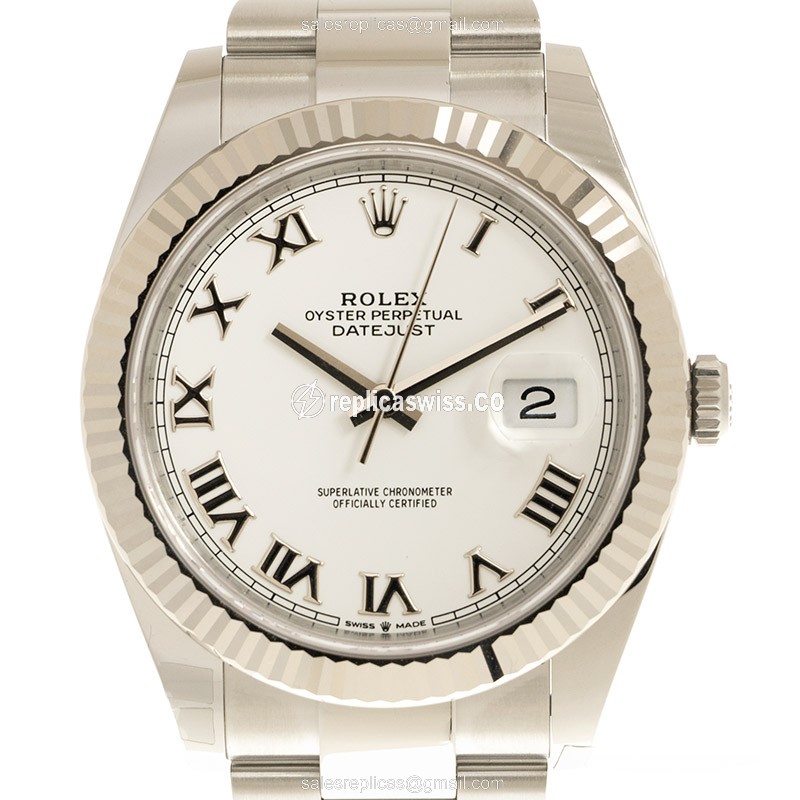 Rolex DATEJUST Replica - Automatic - White Gold - Steel Case, Silver Dial