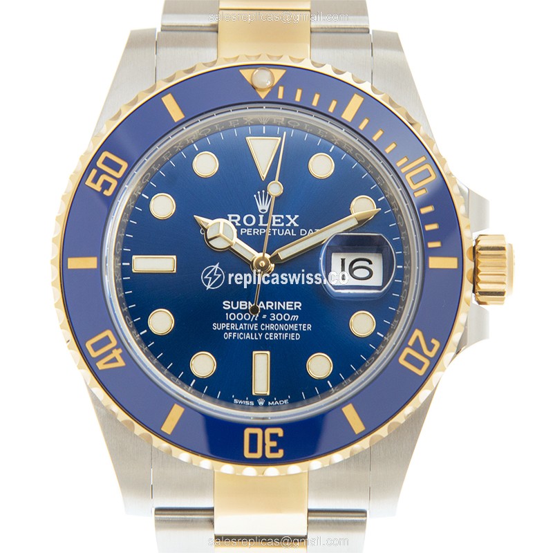 Rolex Submariner Replica - Automatic - Blue Dial - Steel Case - Gold Strap - Luxury Replica SUBMARINER Watch