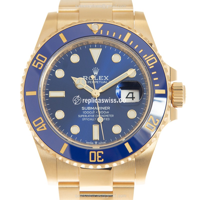 Rolex Submariner Replica - Automatic - Blue Dial on 18kt Gold Strap - Luxury Replica SUBMARINER Watch