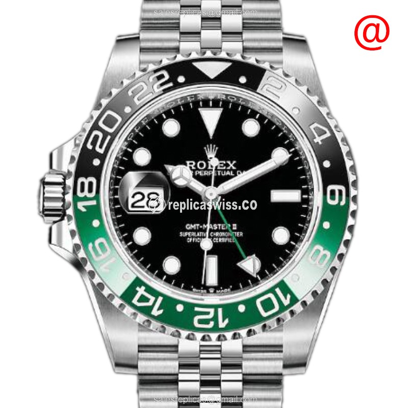 Rolex GMT-MASTER II Replica - Automatic - Steel - Black Dial - Silver Strap - Luxury Replica GMT-MASTER II Watch