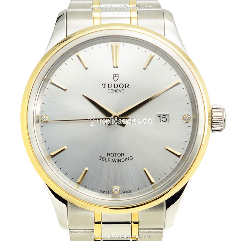 Gold Tudor 12703-65073-3DI-SV - Automatic - Steel Case - Silver Dial - Gold/Steel Strap - Luxury Tudor Watch