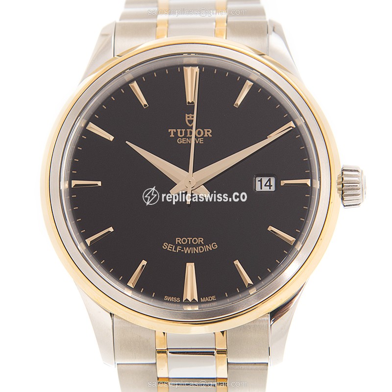 Tudor 12703-65073-BK Replica - Automatic - 18kt Gold & Steel - Black Dial - Luxury Replica STYLE Watch