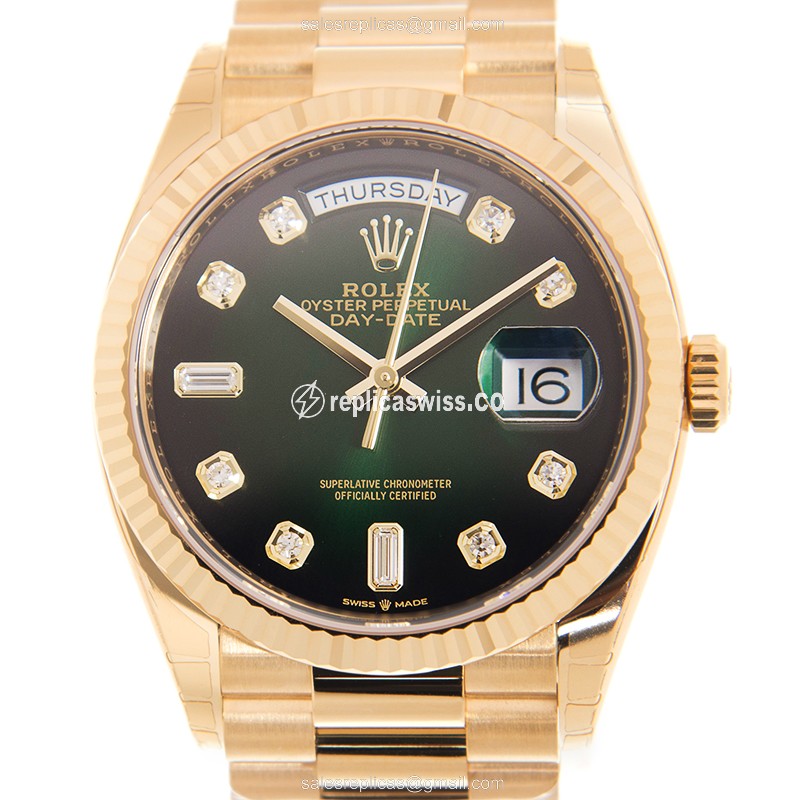 Rolex Day-Date Replica - Automatic - 18kt Gold - Green Dial on Gold Strap