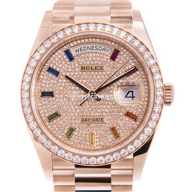Rolex DAY-DATE Replica - 18kt Rose Gold Case - Automatic - Gold Dial | Pink Gold Strap