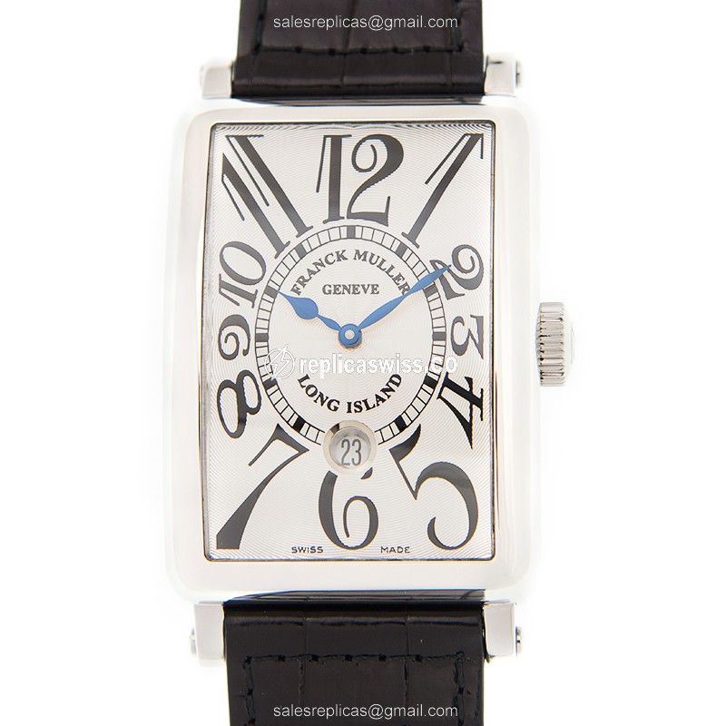 Franck Muller 1300 SC DT LONG ISLAND Auto - Stainless Steel - White Dial - Alligator Black Buckle
