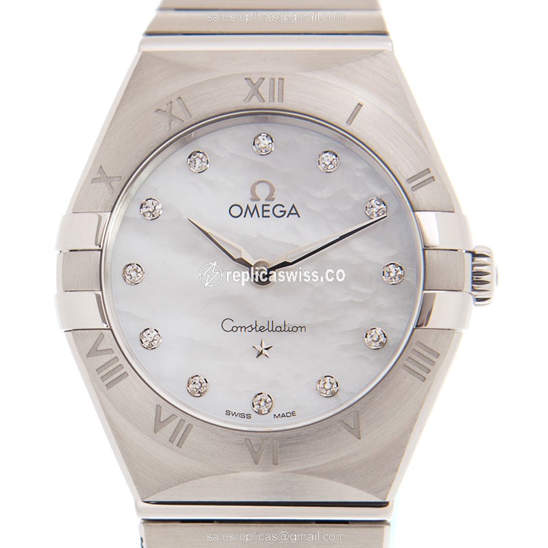 Omega Constellation Quartz - White Dial - Steel Case - Silver Strap - Clasp - Luxury Replica CONSTELLATION Watch