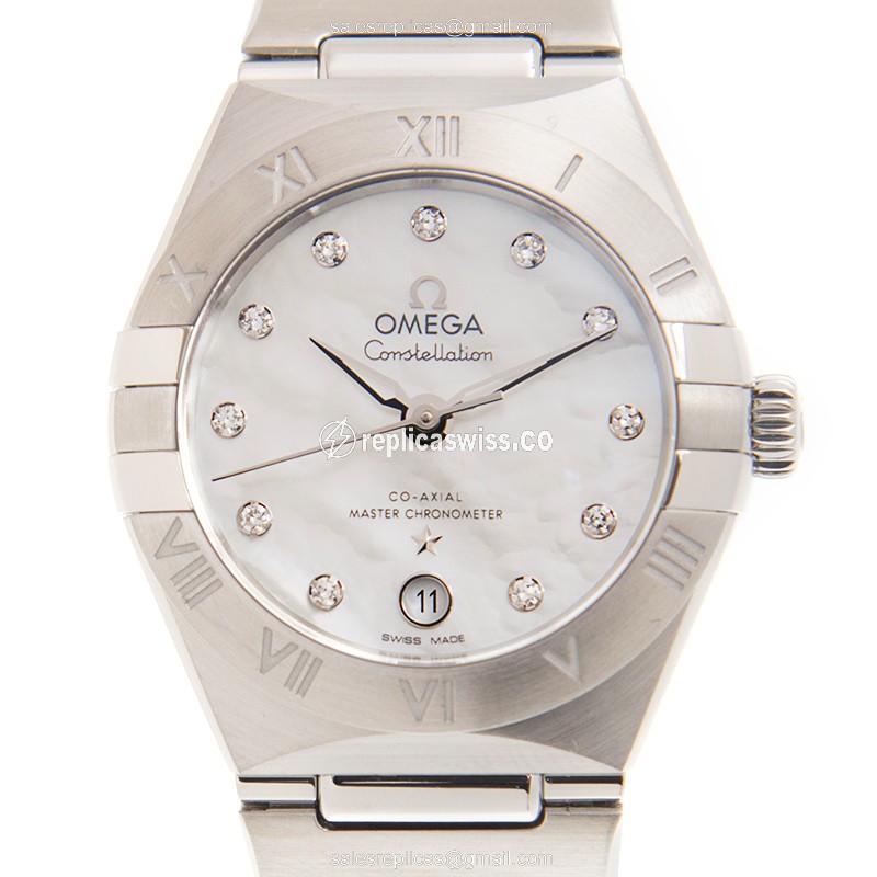 Omega Constellation Replica - Automatic - White Dial - Silver Clasp & Steel Strap