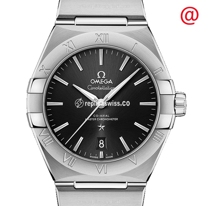 Omega Constellation Replica - Automatic - Black on Silver - Steel Strap