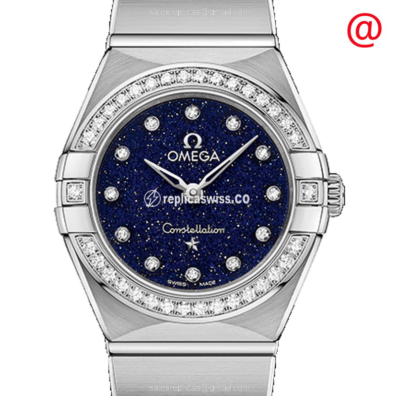 Omega Constellation Quartz - Blue Dial - Diamonds - Silver Steel Clasp