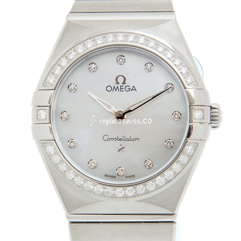 Omega Constellation Quartz - White Dial - Diamond Accents - Steel Case & Band