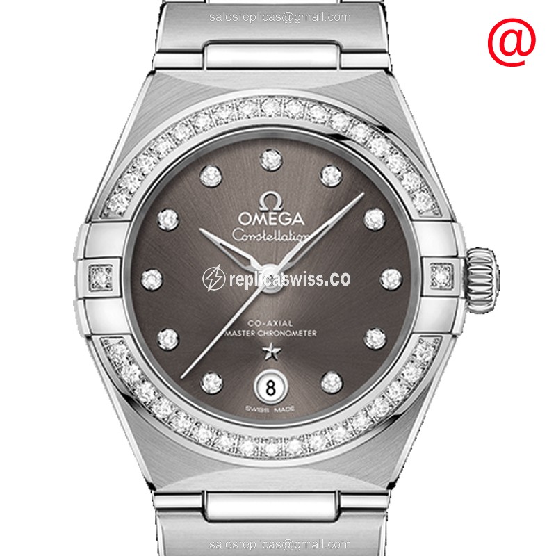 Omega Constellation Replica - Automatic - Stainless Steel & Diamond - Gray Dial