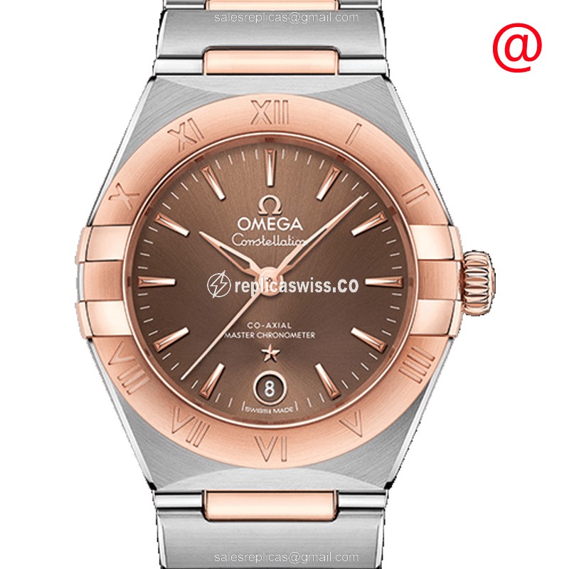 Omega Constellation Replica - Automatic - 18kt Rose Gold & Steel - Brown Dial - Gold Clasp