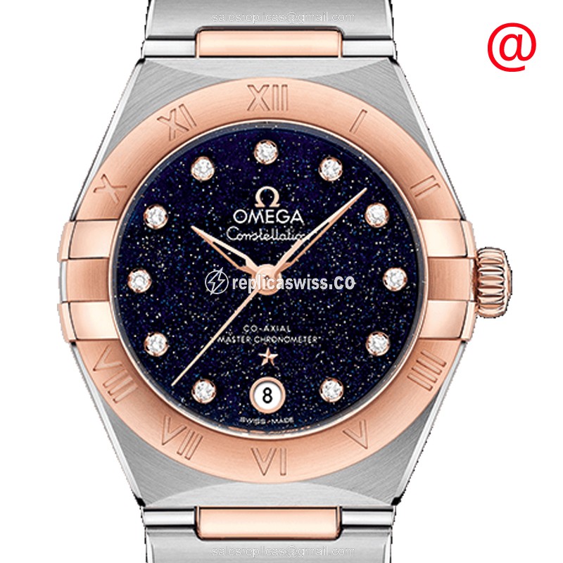 Omega Constellation Replica | Automatic | 18kt Rose Gold | Steel Case | Blue Dial