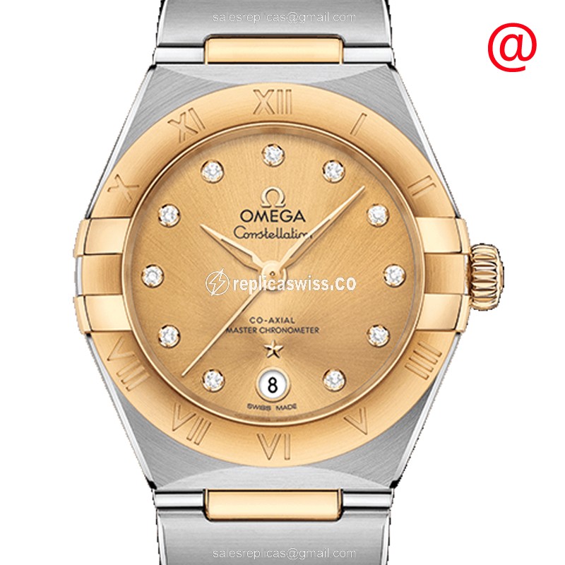 Omega Constellation Replica - Automatic - 18kt Gold & Steel Case - Gold Dial - Gold Strap - Luxury Replica CONSTELLATION Watch