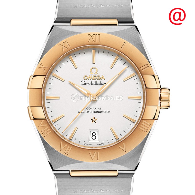 Omega Constellation Replica - Automatic - 18kt Gold & Steel Case - White Dial - Gold Strap - Luxury Replica CONSTELLATION Watch