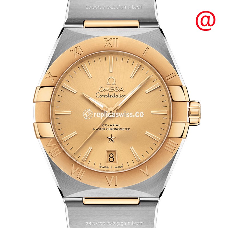 Omega Constellation Replica - Automatic 18kt Gold/Steel - Gold Dial, Silver Clasp - Luxury Replica CONSTELLATION Watch