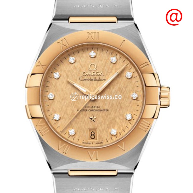 Omega Constellation Replica - Automatic - 18kt Rose Gold - Gold Dial - Steel Band - Luxury Replica CONSTELLATION Watch