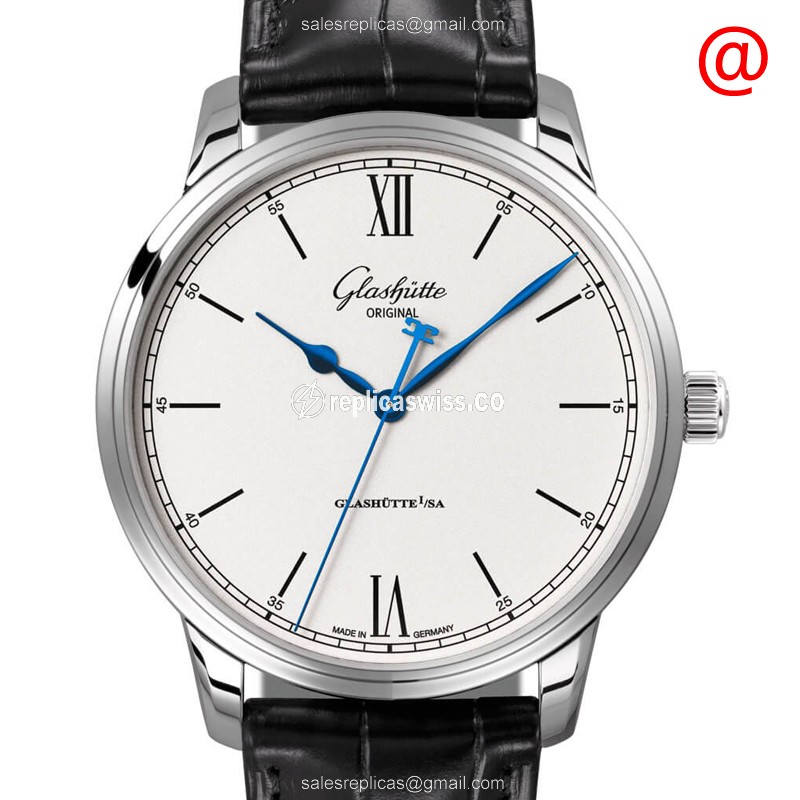 Glashutte Senator Manual Winding Skeletonized - Automatic - Steel Case - Silver Dial - Black Alligator Strap - Luxury Replica SENATOR MANUAL WINDING SKELETONIZED Watch