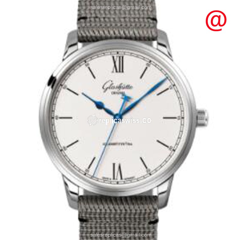 Glashutte Senator Manual Winding Skeletonized - Automatic - Stainless Steel - White Dial - Grey Nylon Strap