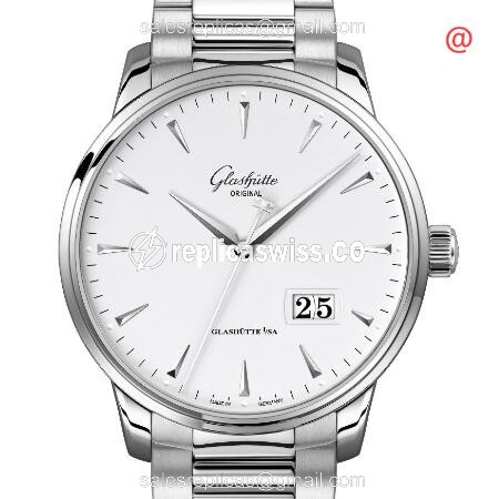 Glashutte Senator Replica - Manual Winding - Skeletonized - Steel Case - White Dial - Silver Steel Strap