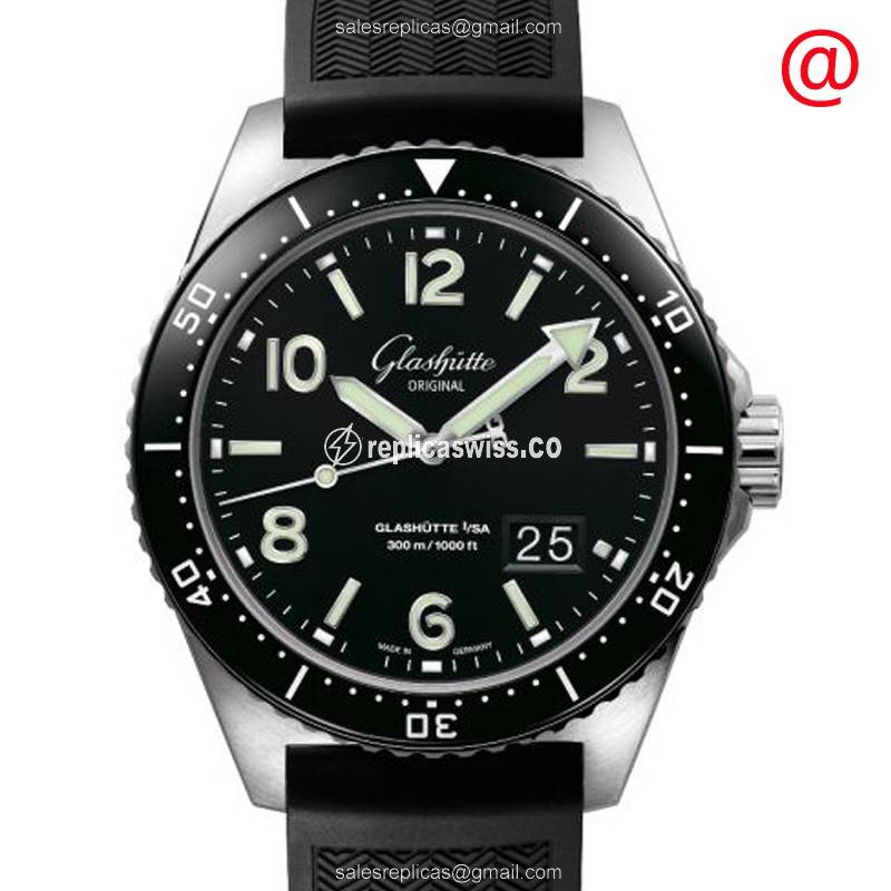 Glashutte Replica SPEZIALIST - Automatic - White Dial - Steel - Black Rubber Strap