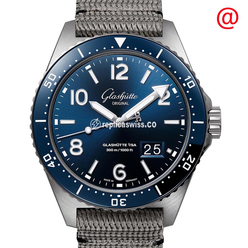 Glashutte Replica SPEZIALIST - Automatic - Stainless Steel - Blue Dial - Grey Nylon Buckle - Luxury Replica SPEZIALIST Watch
