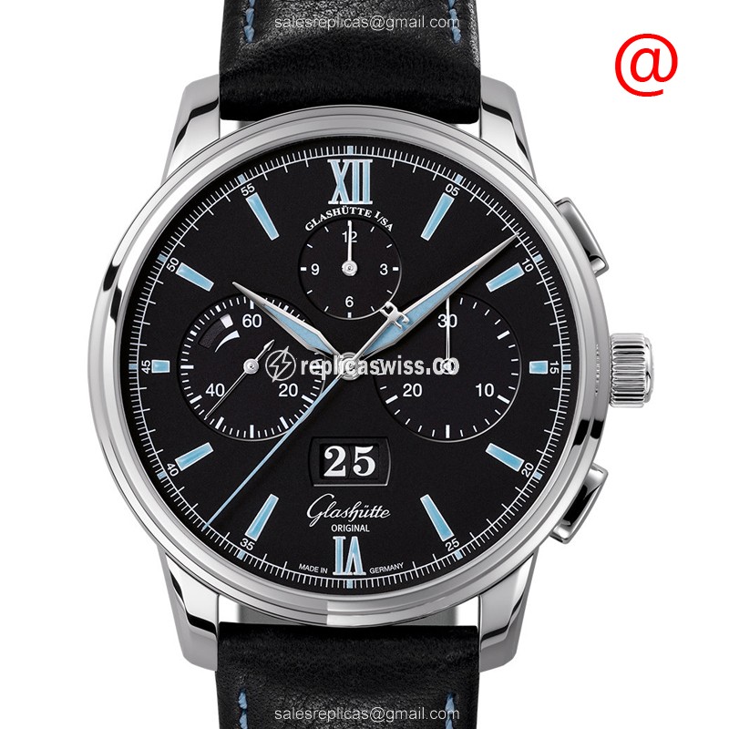 Glashutte Senator Replica - Manual Winding - Skeletonized - Black Dial - Leather Strap - Buckle Clasp - Luxury Replica SENATOR MANUAL WINDING SKELETONIZED Watch
