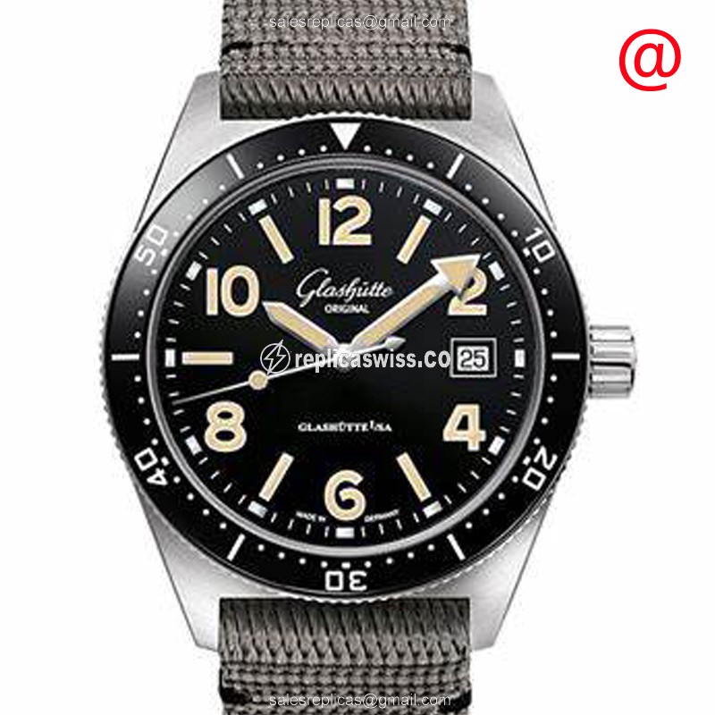 Glashutte Spezialist Replica - Automatic - Black Dial - Steel Case - Grey Nylon Strap - Luxury Replica SPEZIALIST Watch
